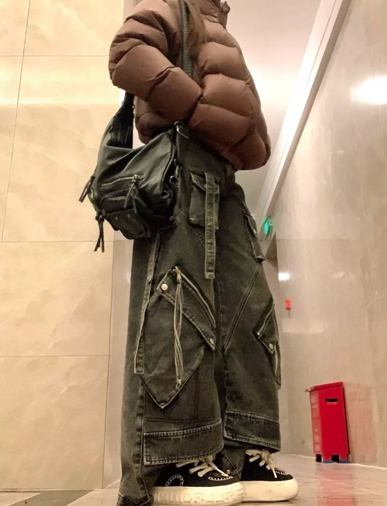 zip pocket straight denim A133