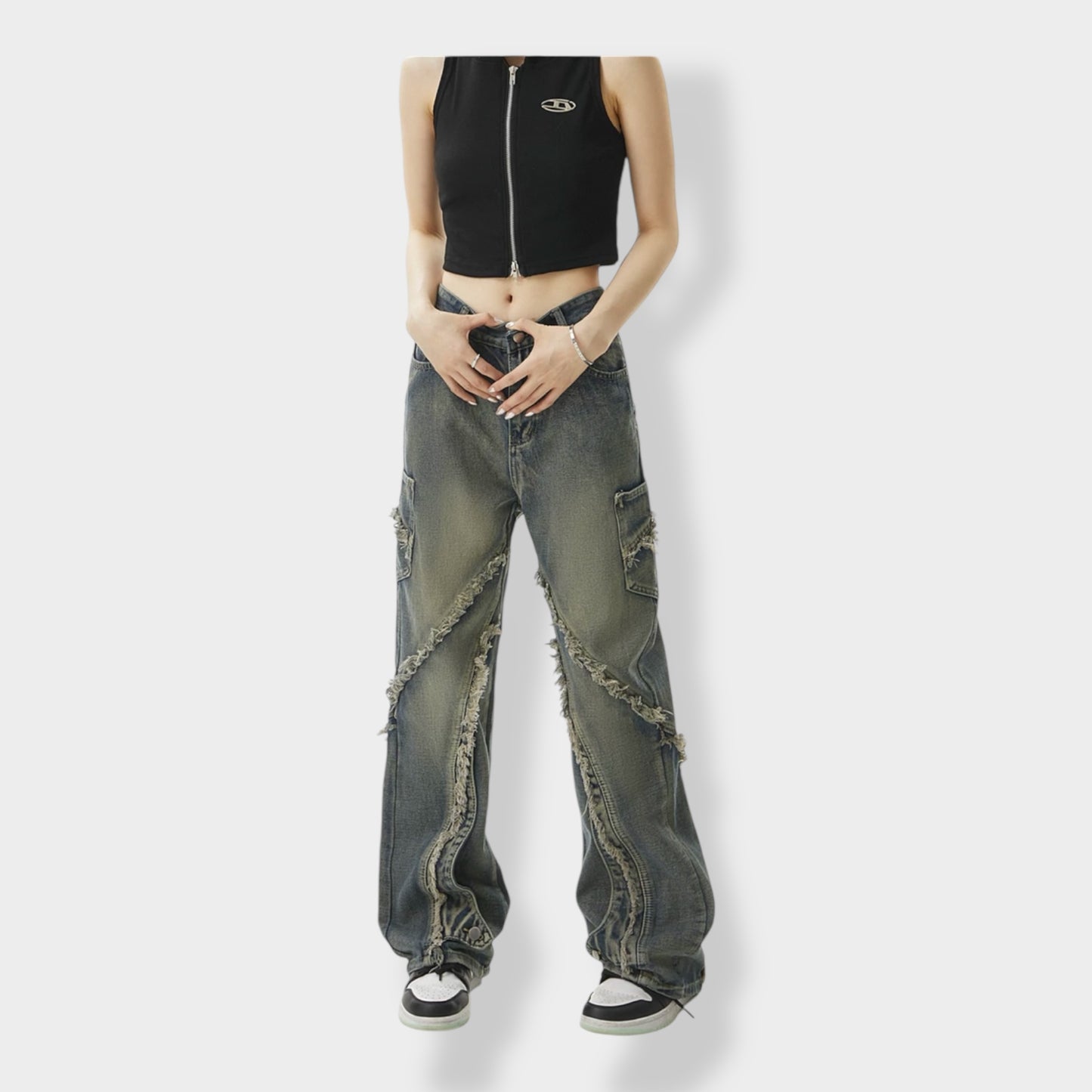 wide flare denim A244