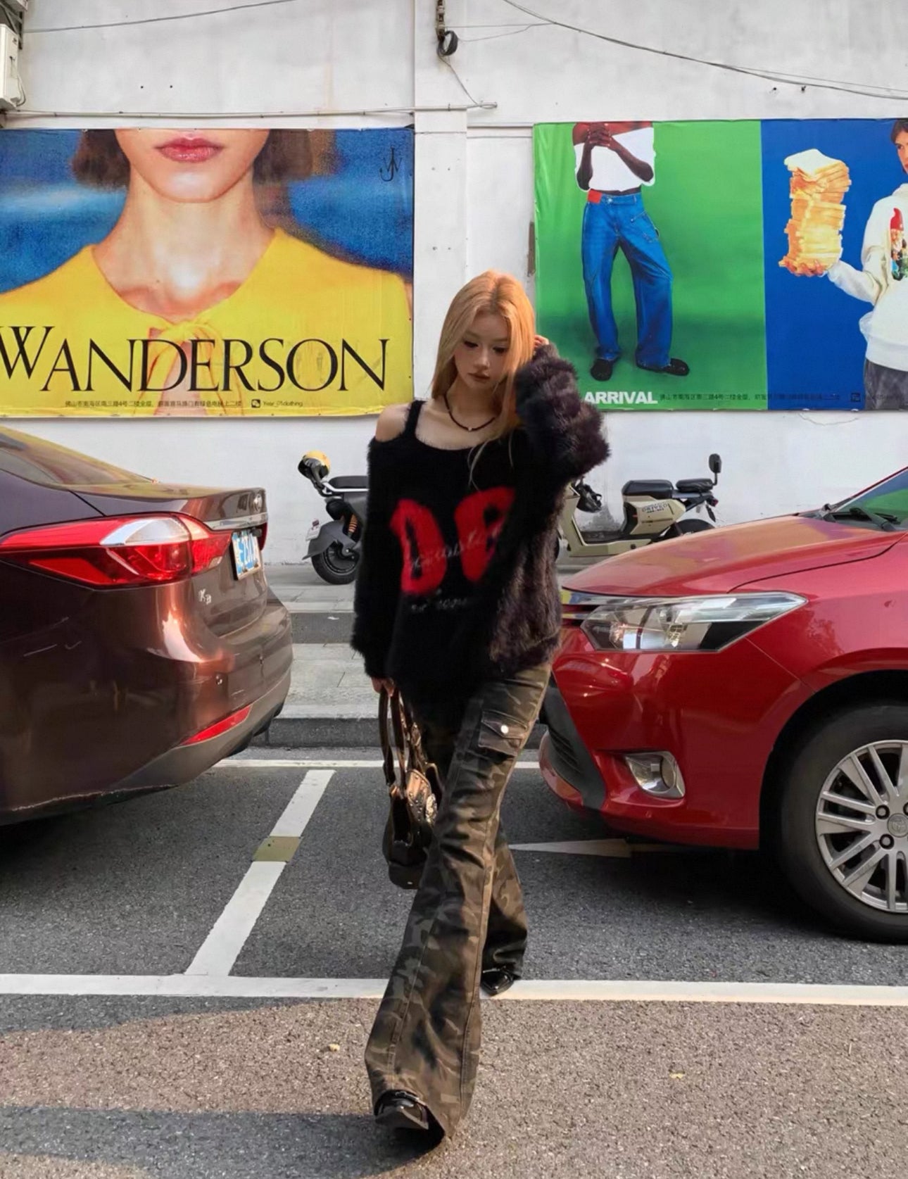 camo flare denim A25