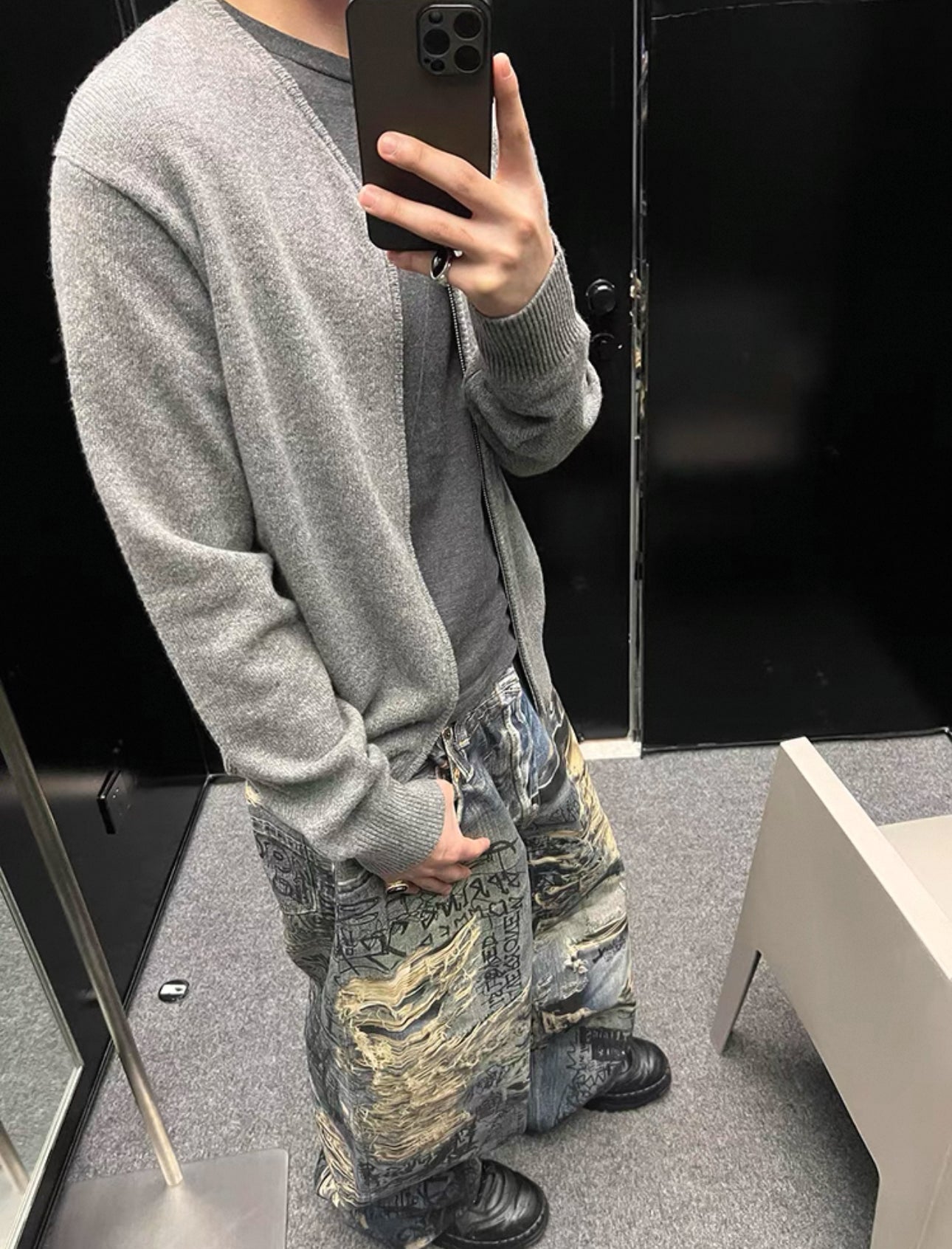 damage print denim A8