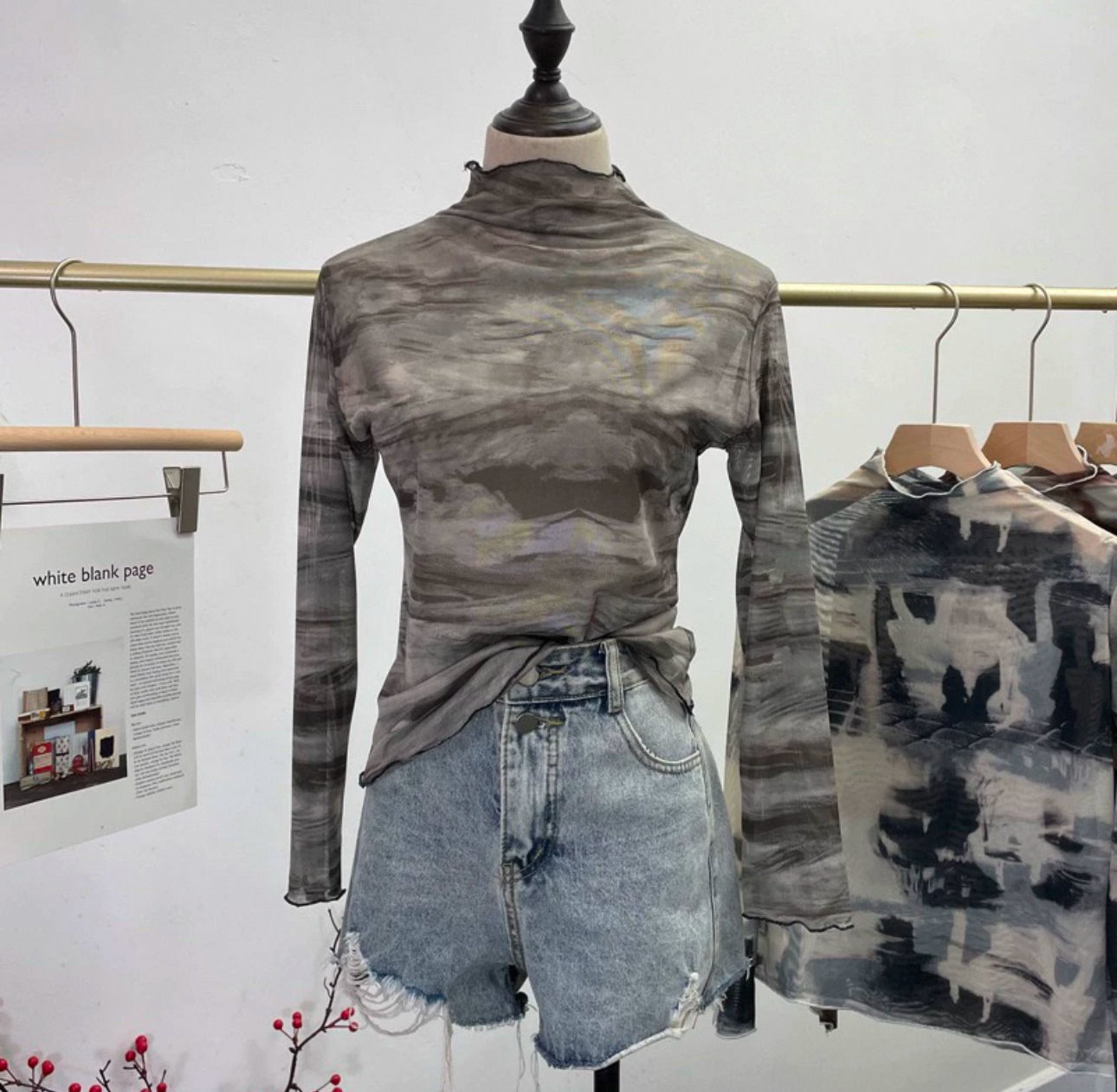 see-through design tops A91