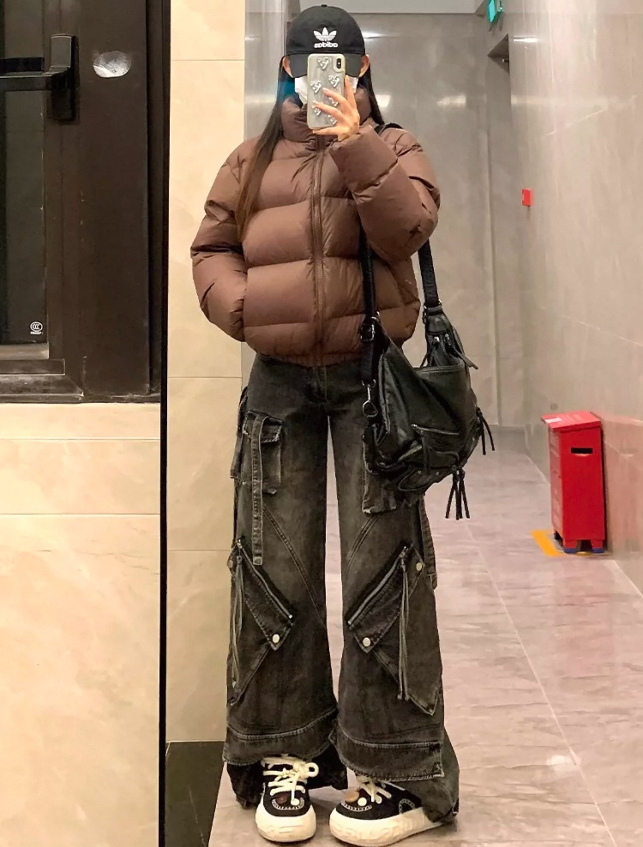 zip pocket straight denim A133