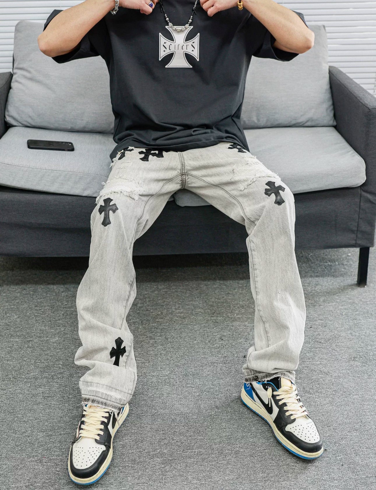 cross patch denim A241