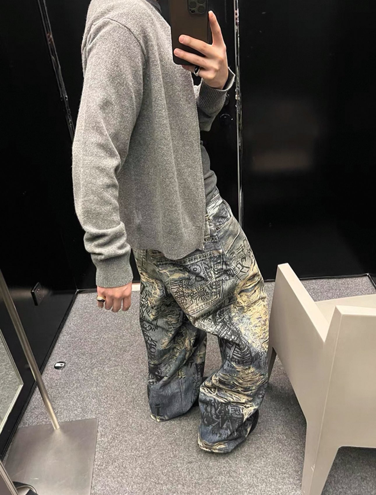 damage print denim A8