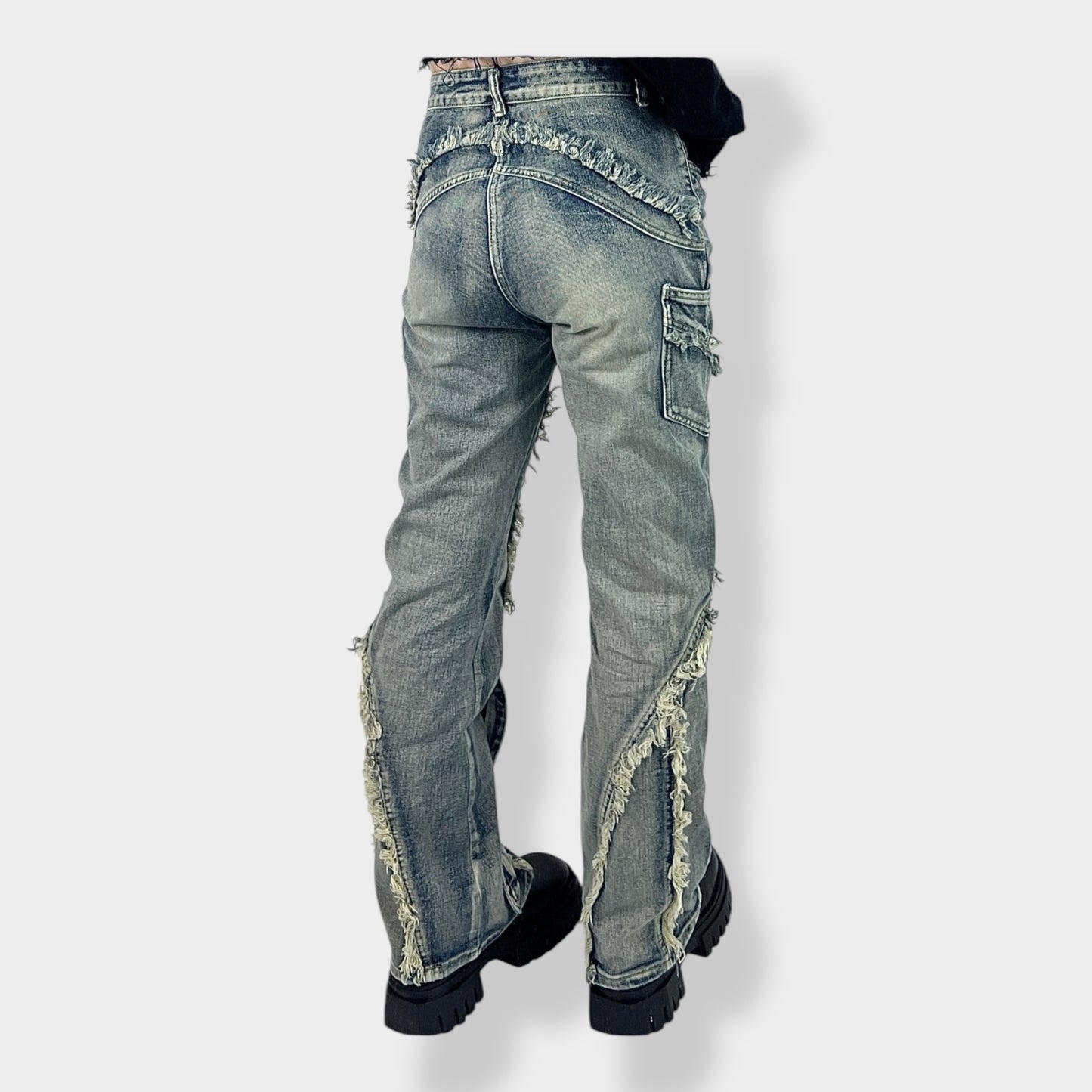 wide flare denim A244