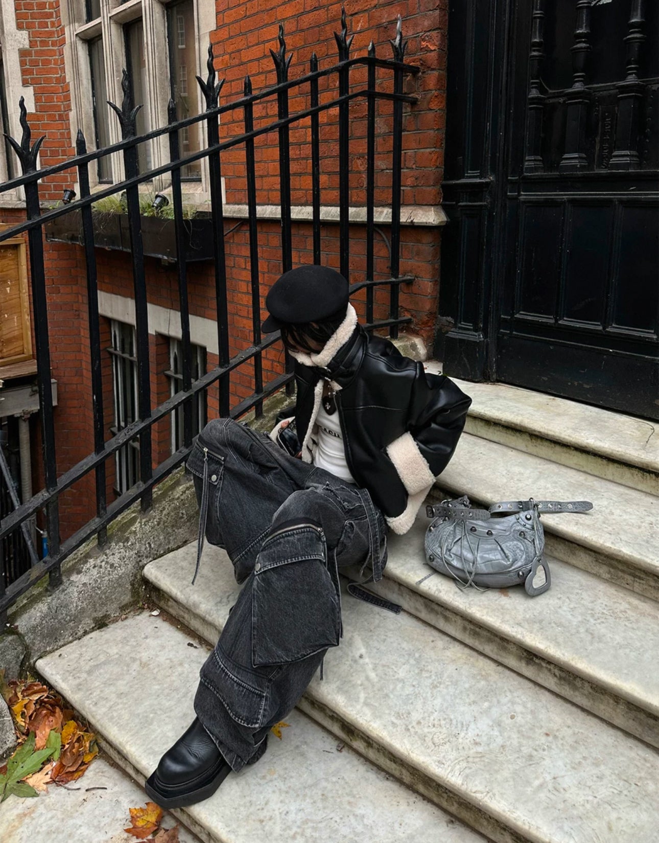 zip pocket straight denim A133