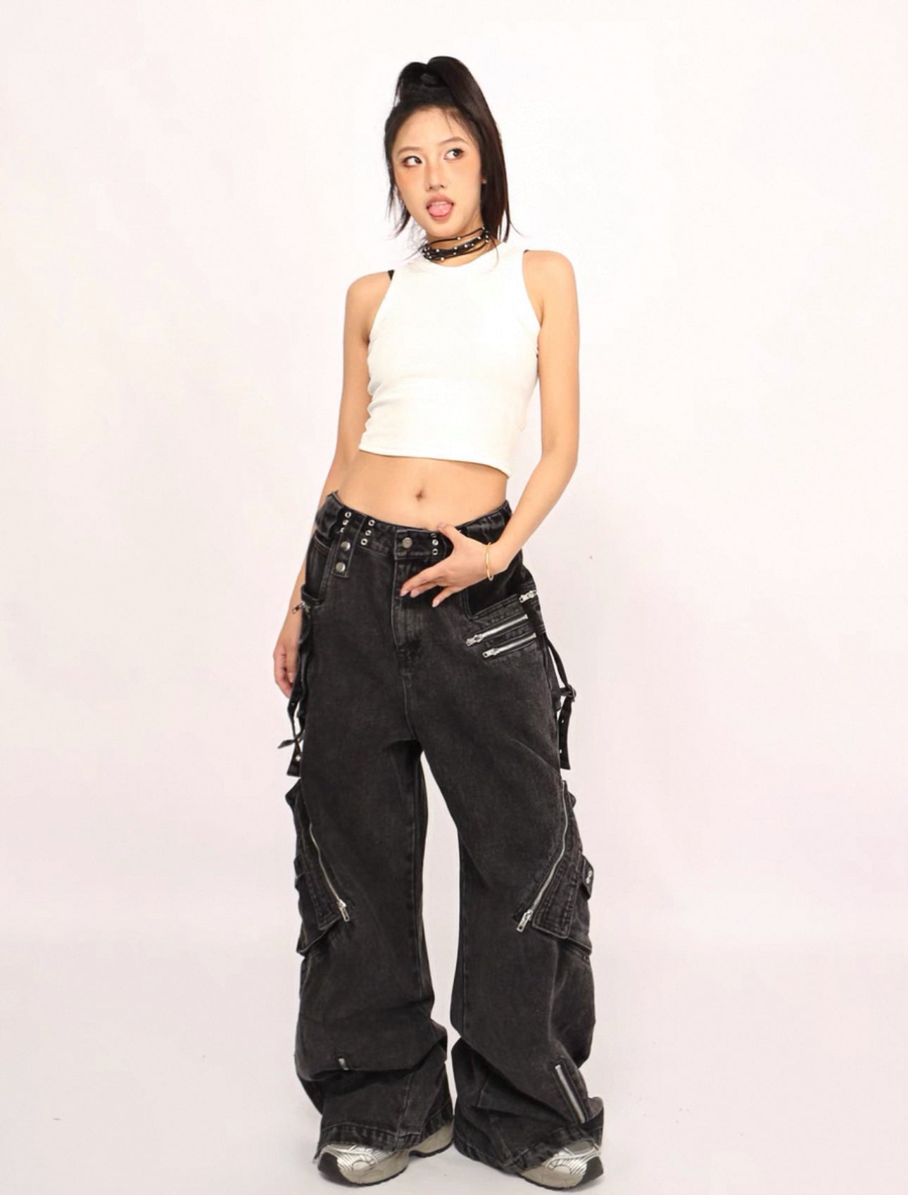 zip pocket cargo denim A3