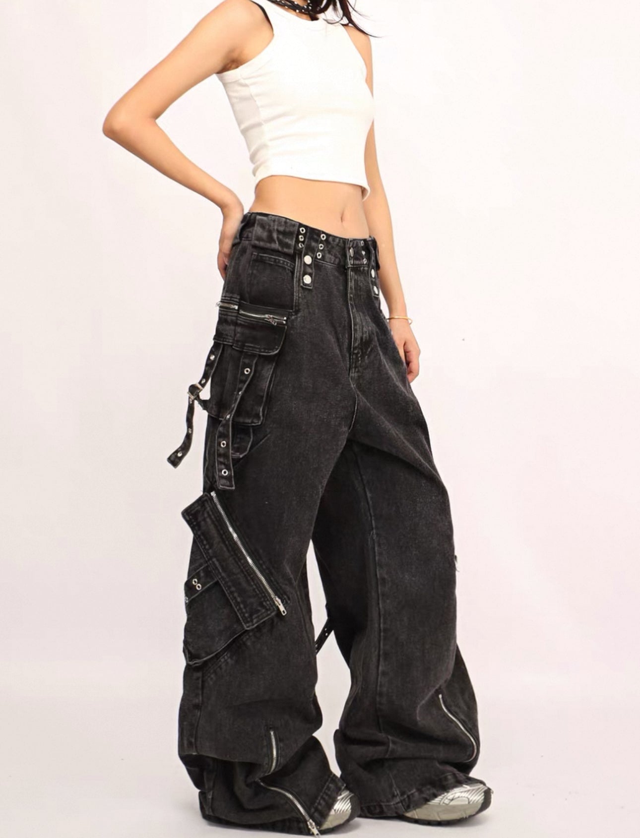 zip pocket cargo denim A3