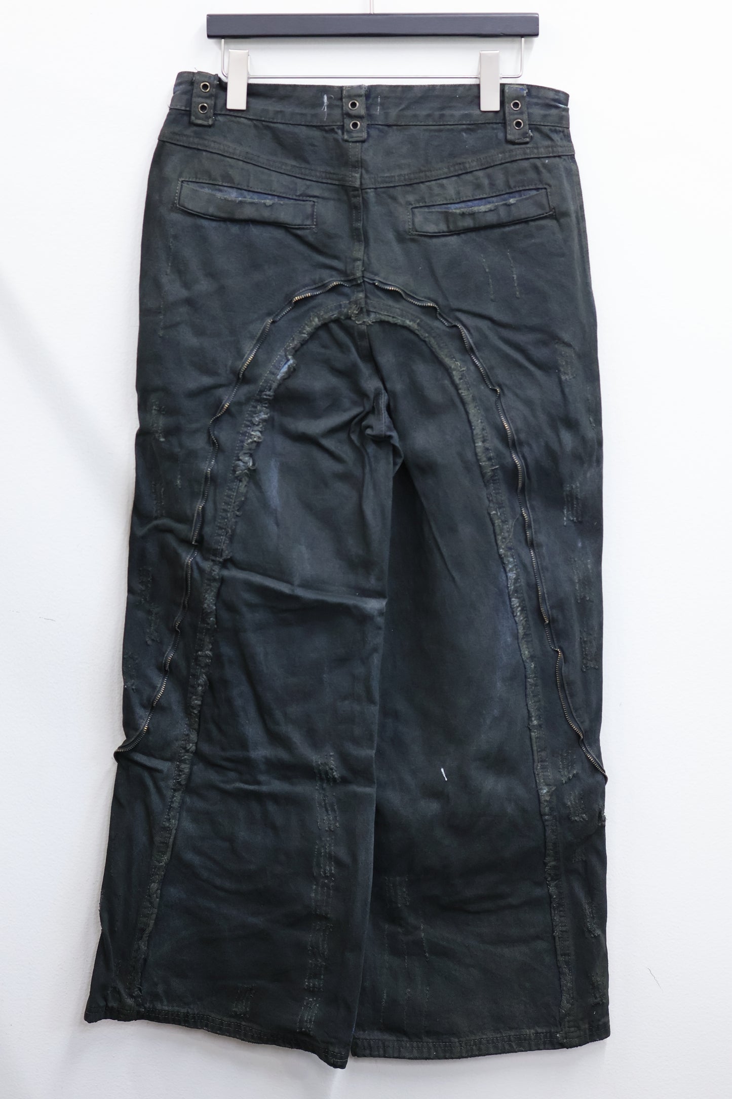 metal zip flare denim A436