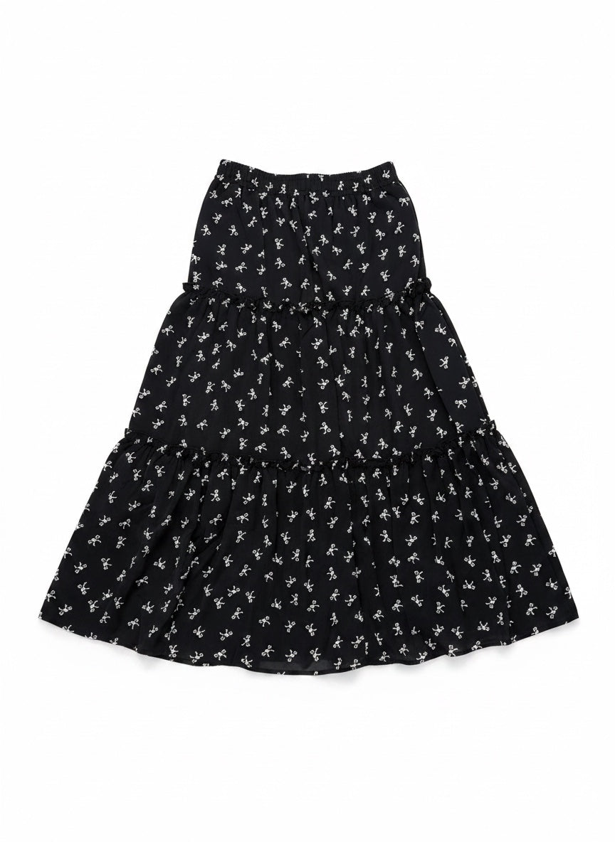 ribbon tiered longskirt A652