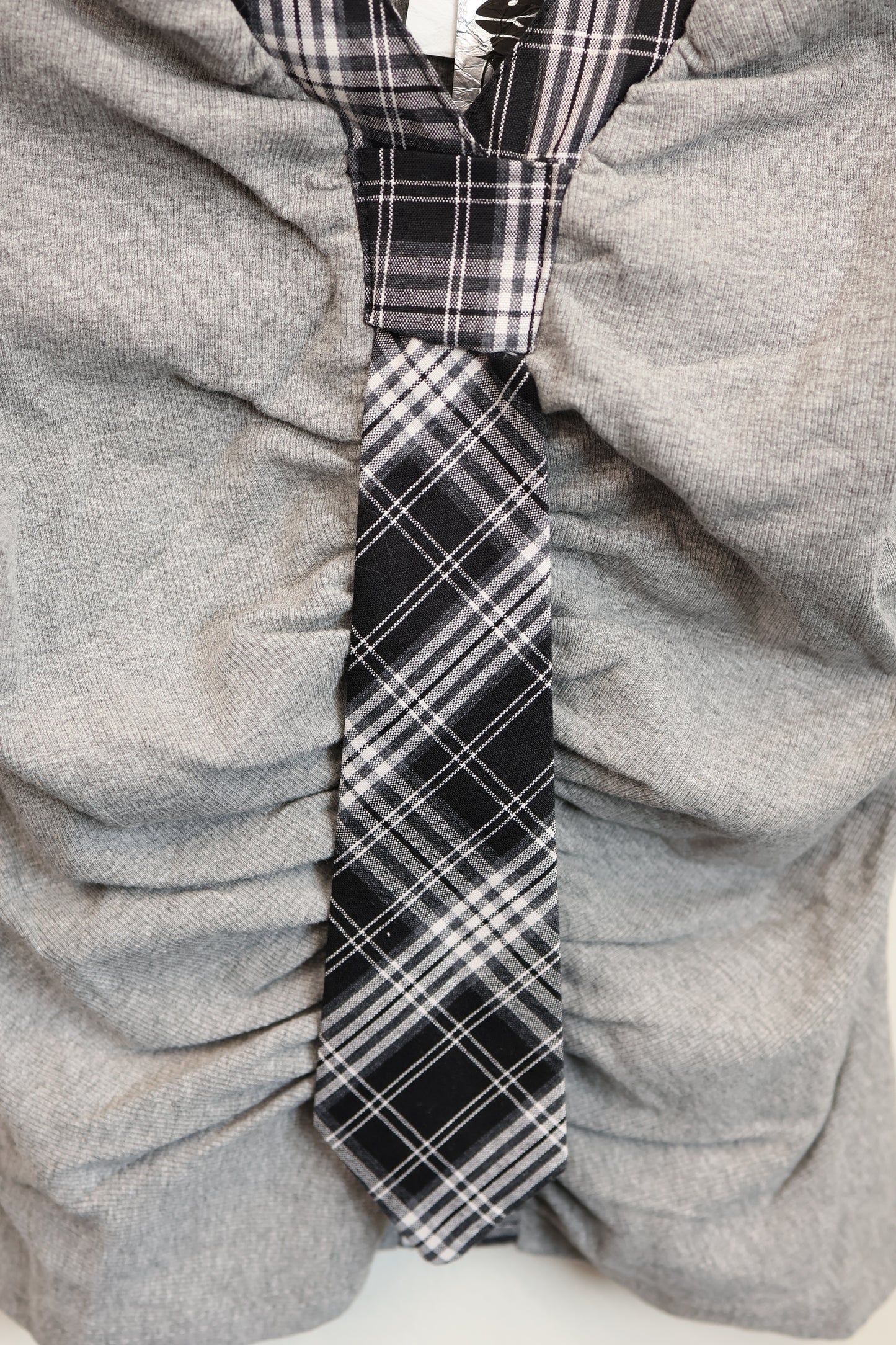 Check Ribbon Gather Shirt A291