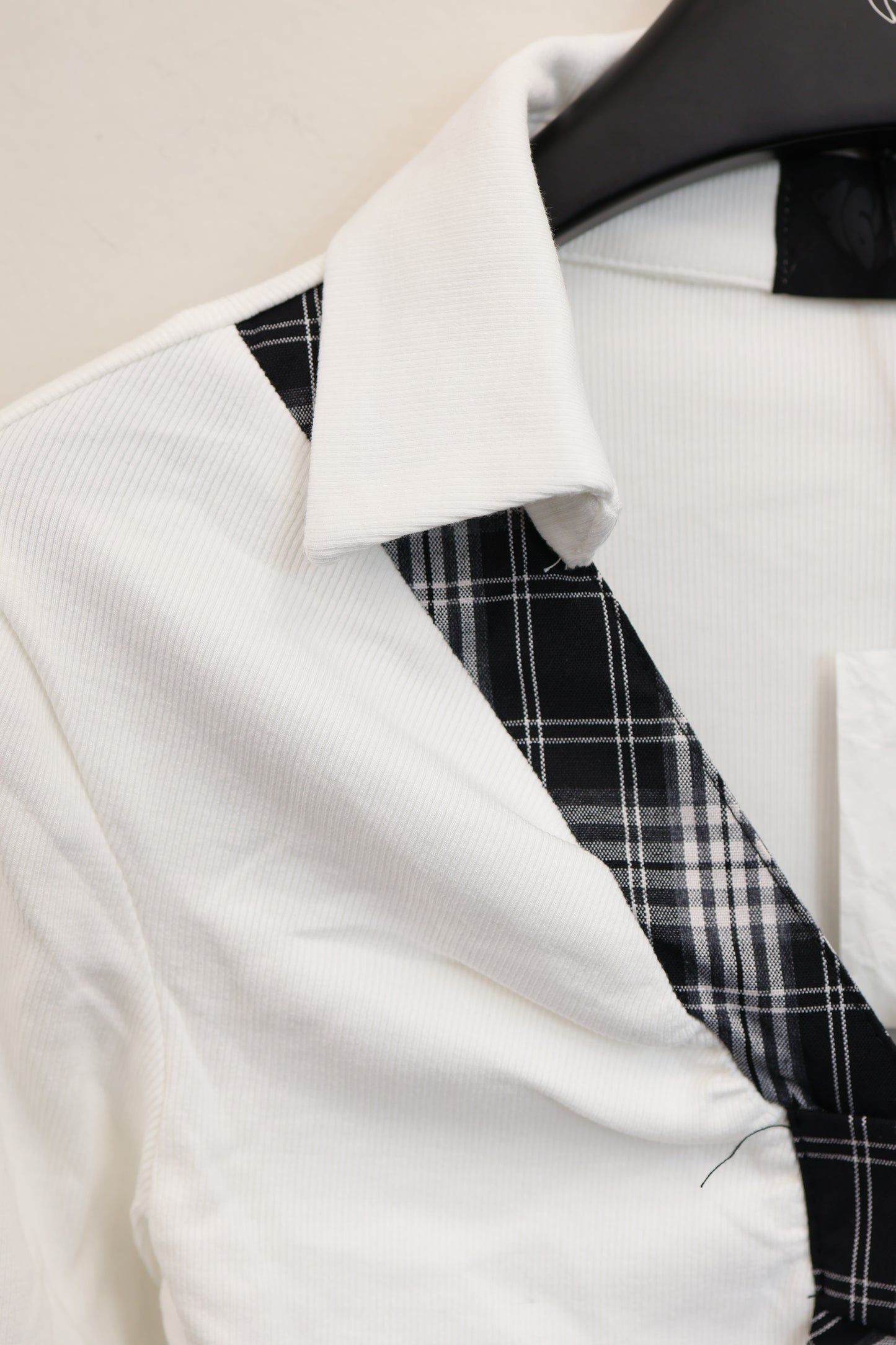 Check Ribbon Gather Shirt A291