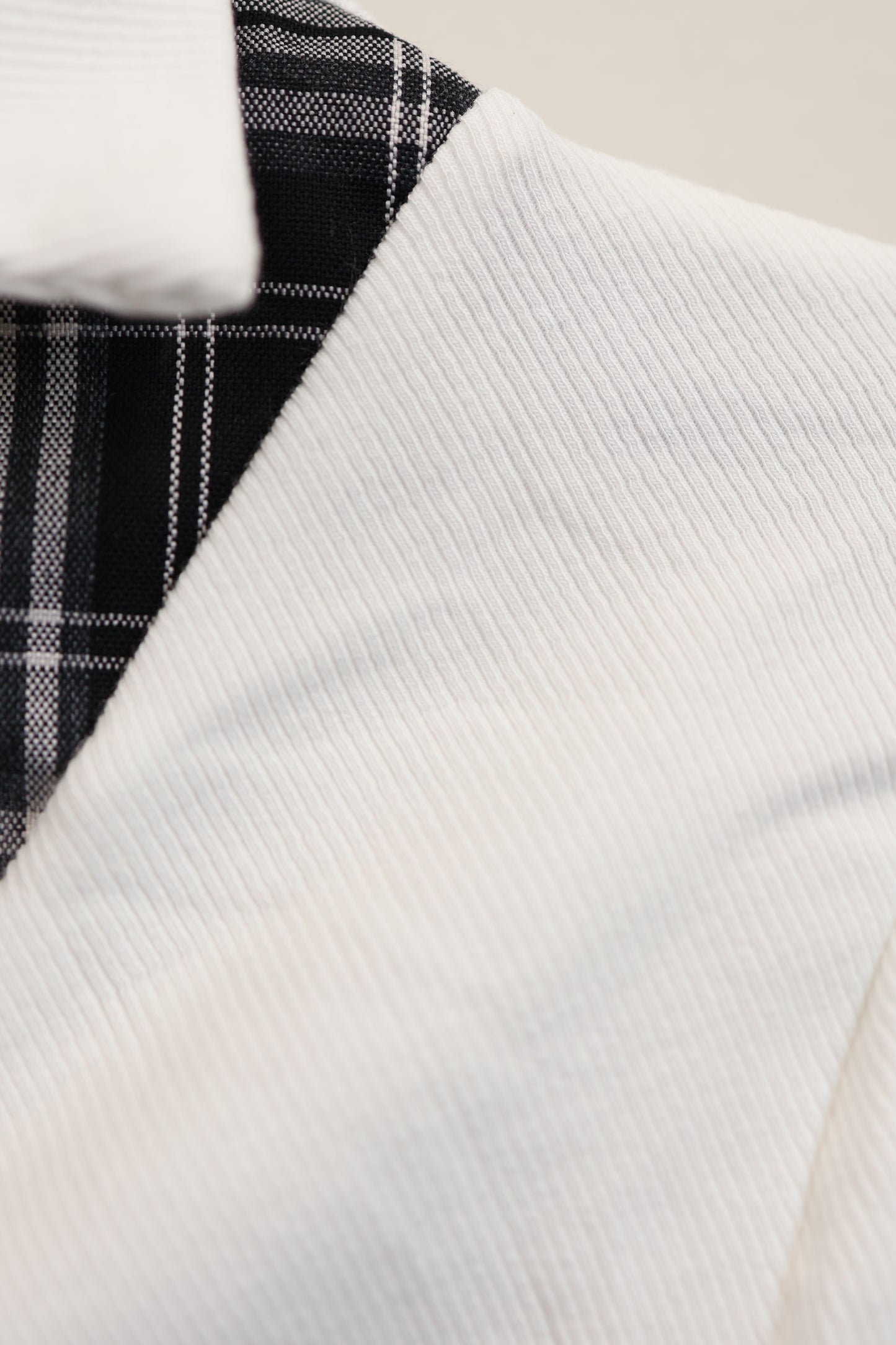 Check Ribbon Gather Shirt A291