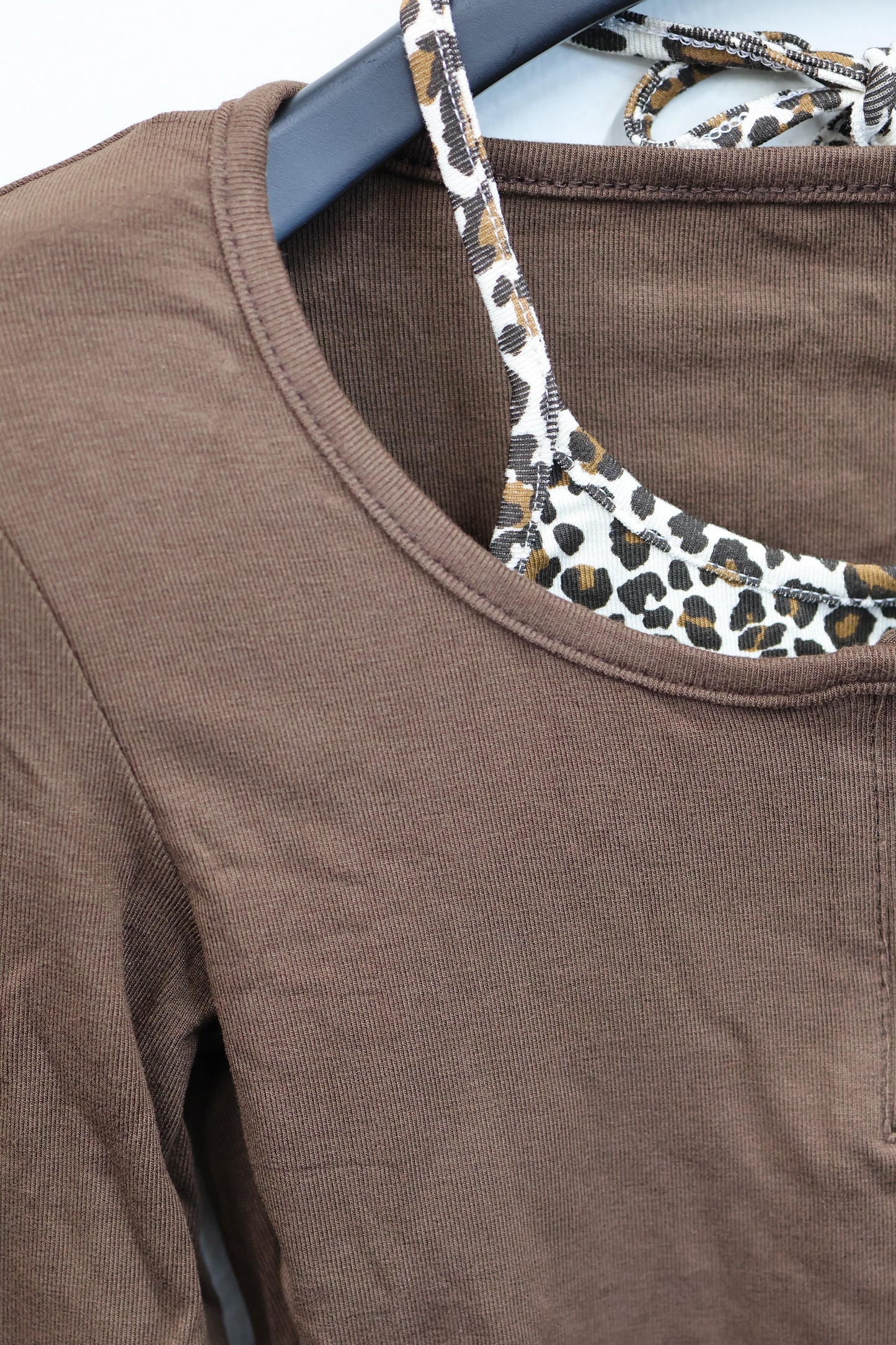 Leopard Trim Top A327