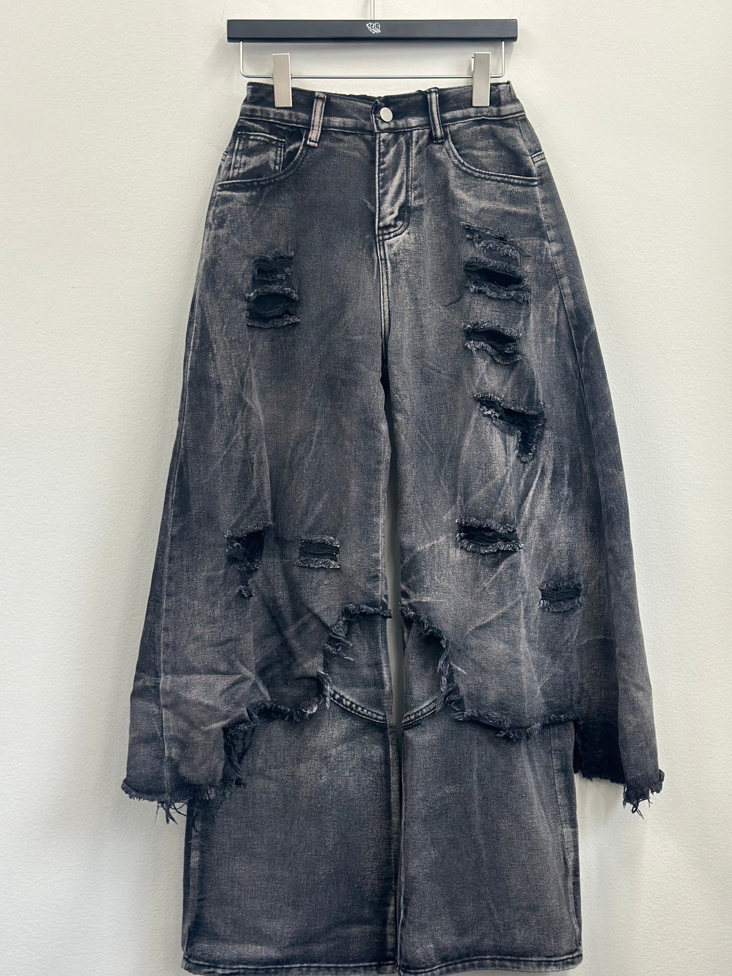 wide damage denim A131