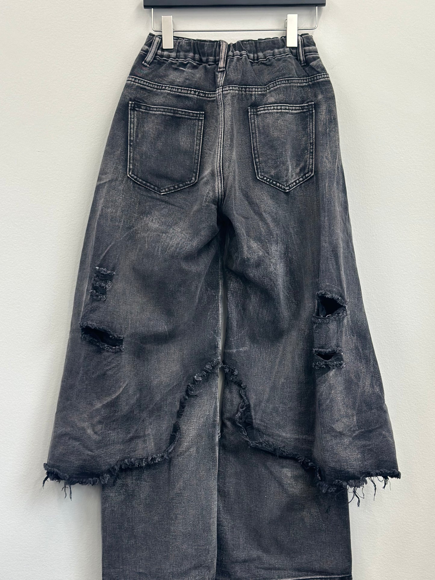 wide damage denim A131
