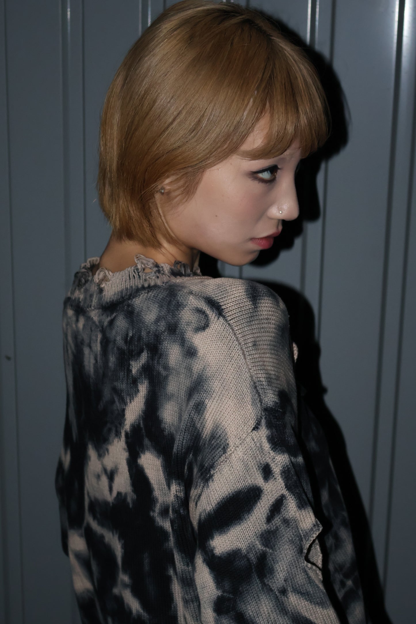 marble fringe knit A379