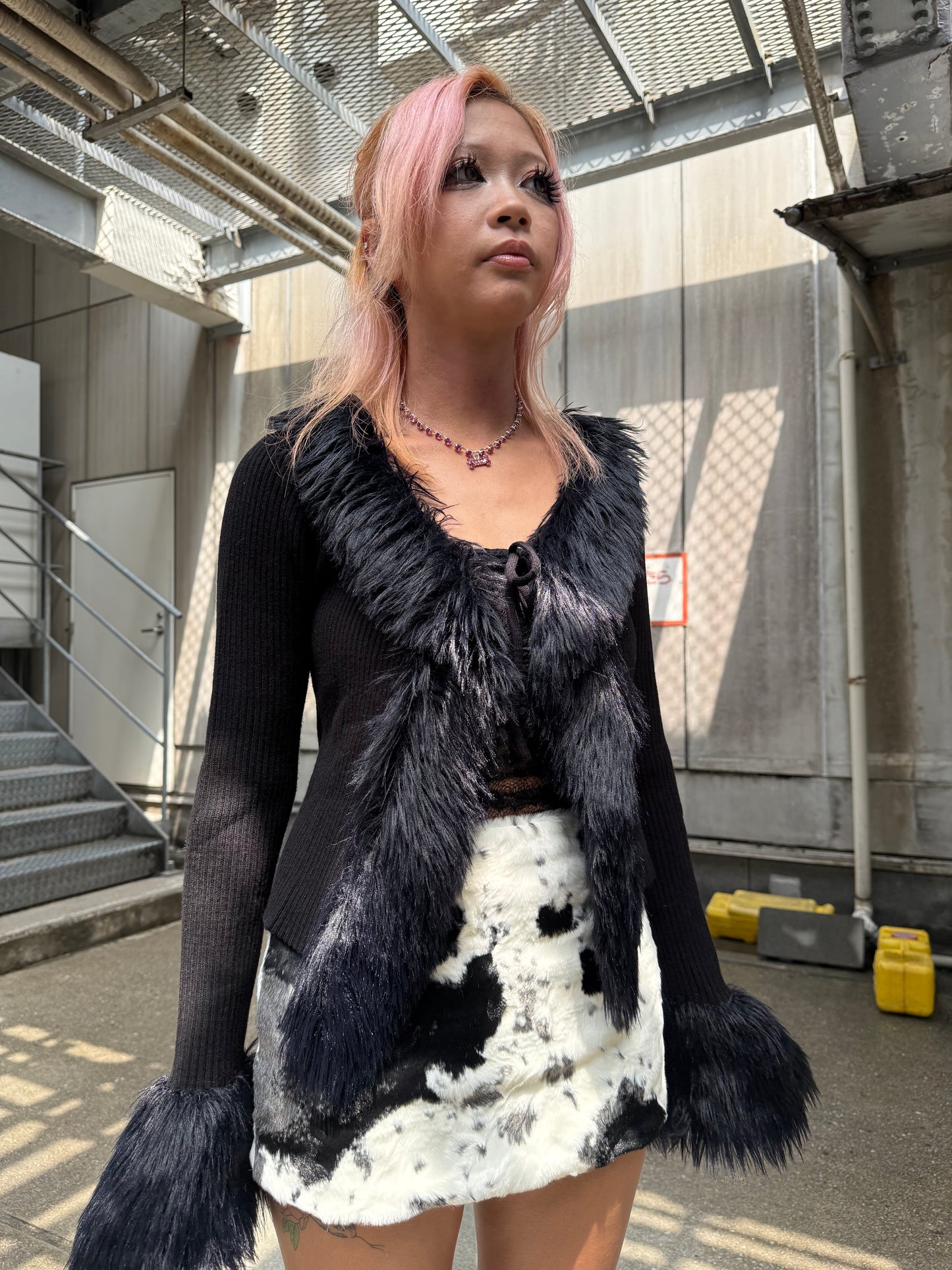 Fur Trim Cardigan A319