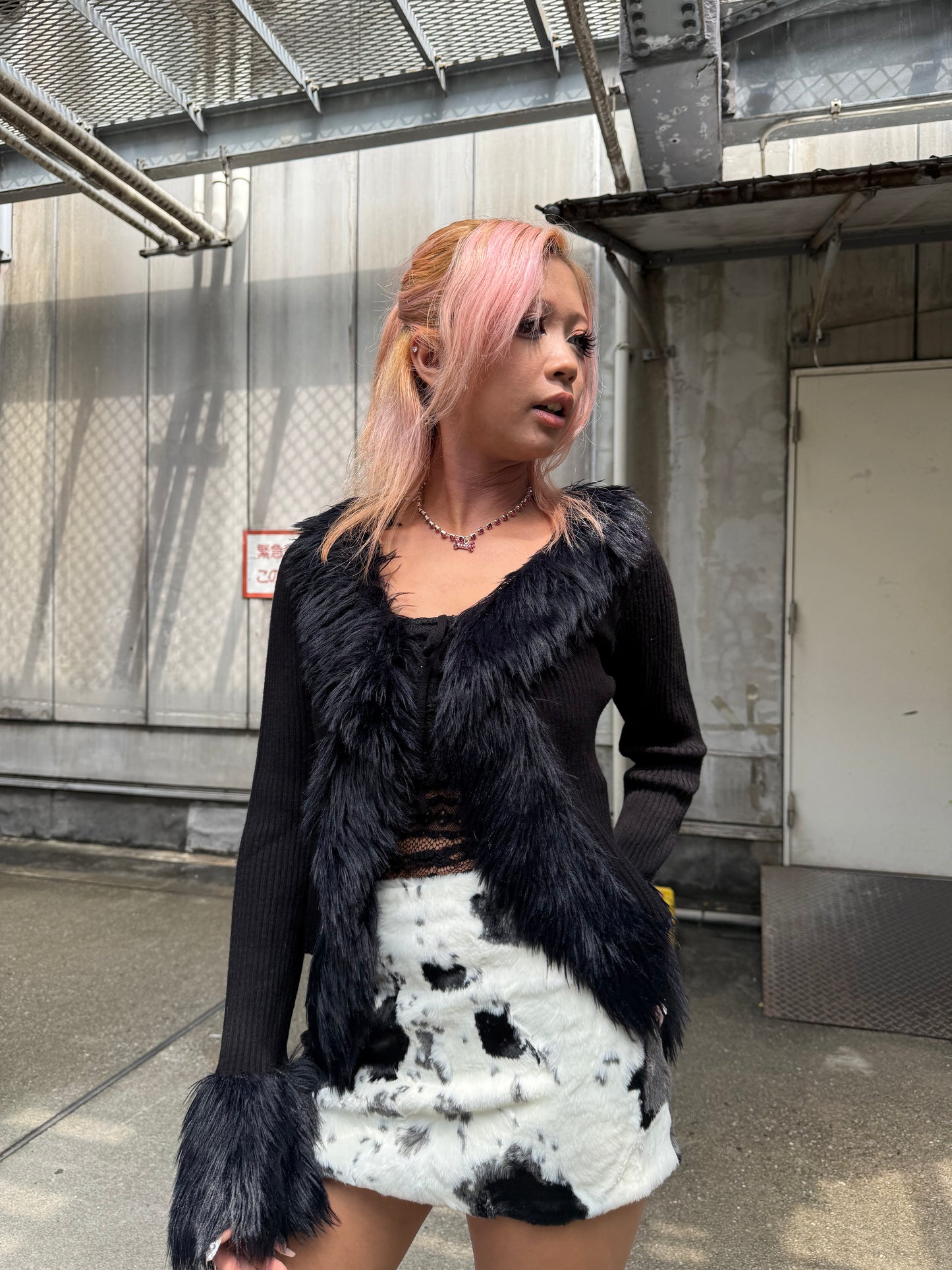 Fur Trim Cardigan A319