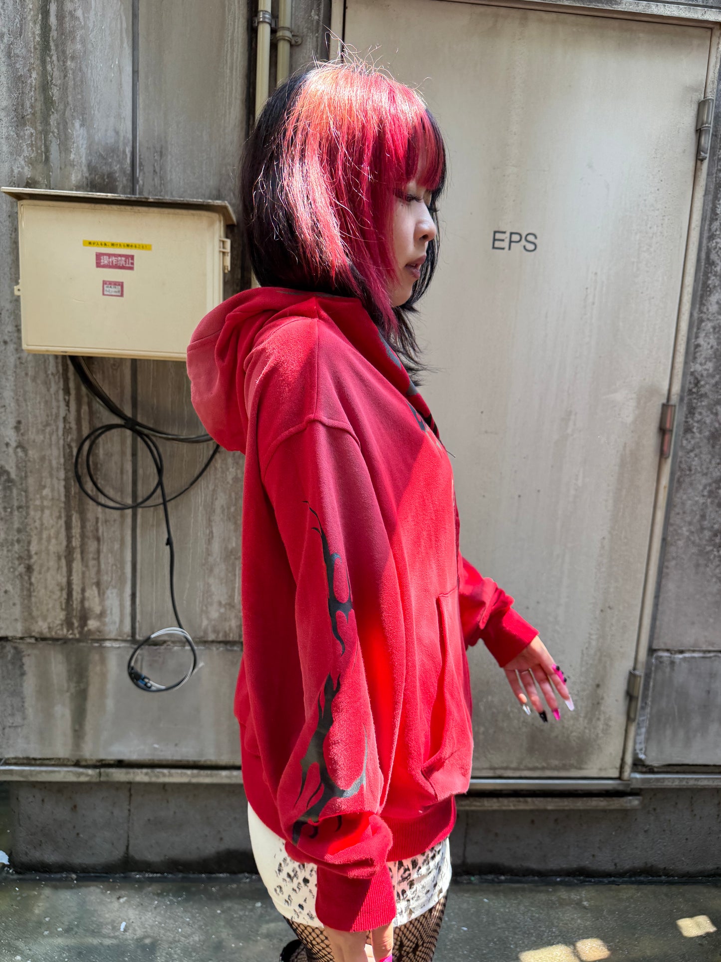 Flame Print Hoodie A314