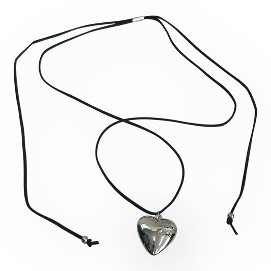 silver heart choker I26