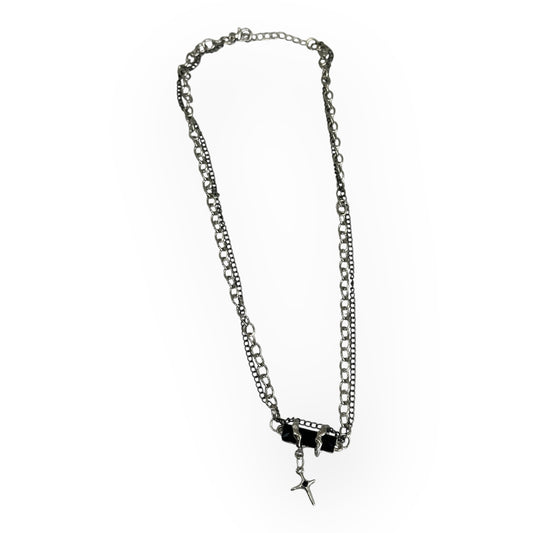square black chain necklace I19