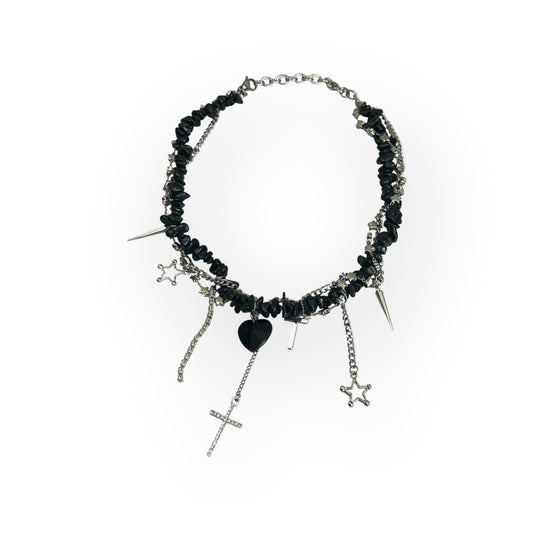 heart black chain necklace I14