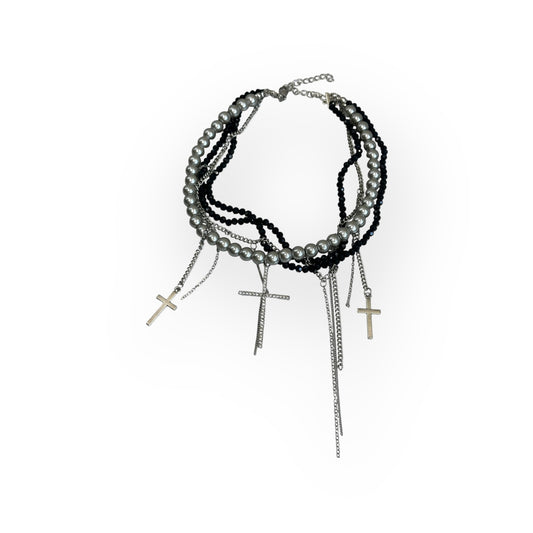 silver pearl necklace I16