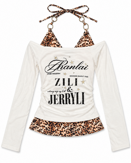 Leopard Trim Top A719　
