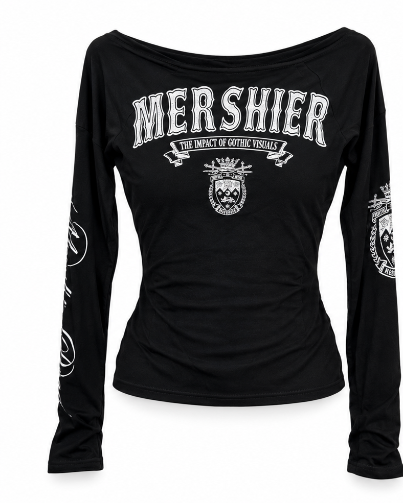 Cut Shoulder Graphic Long Sleeve  A565