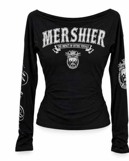 Cut Shoulder Graphic Long Sleeve  A565