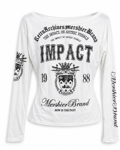 Cut Shoulder Graphic Long Sleeve  A565