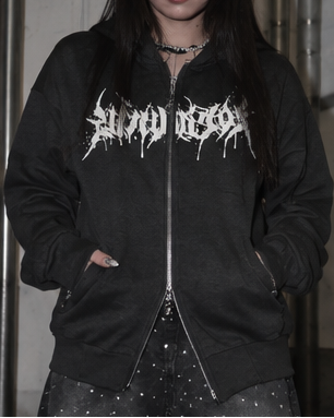 Skull Cross Zip Hoodie A670