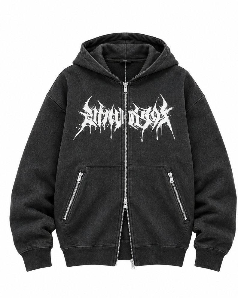 Skull Cross Zip Hoodie A670