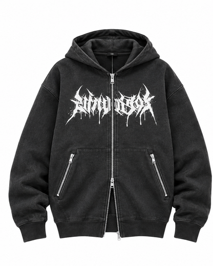 Skull Cross Zip Hoodie A670