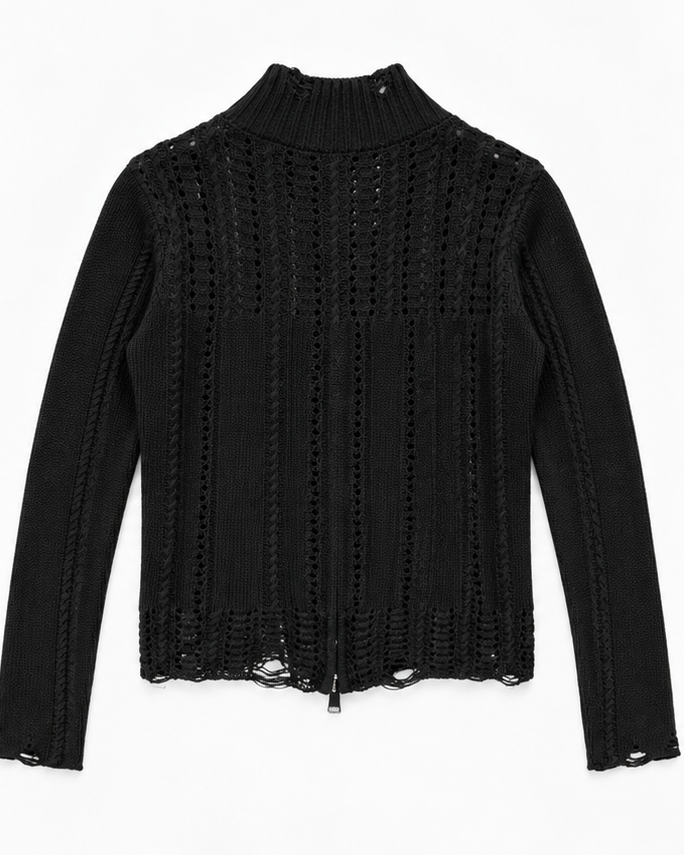 Stud Knit Zip Top A543