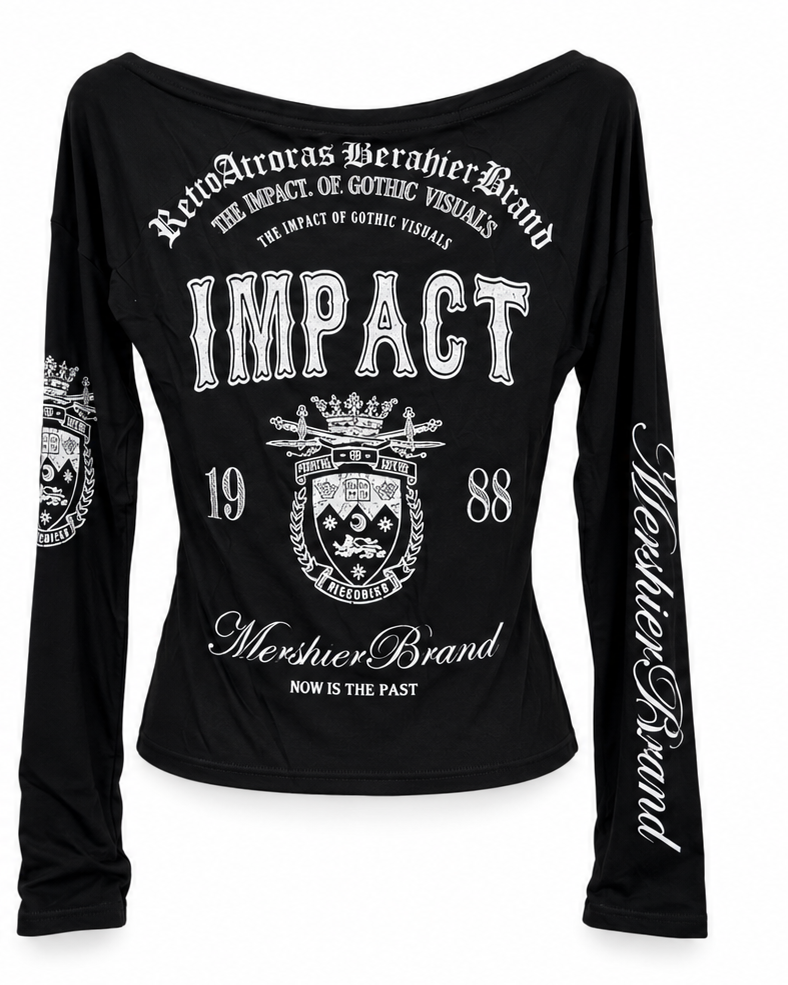 Cut Shoulder Graphic Long Sleeve  A565