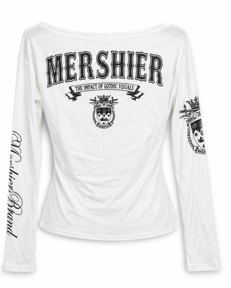 Cut Shoulder Graphic Long Sleeve  A565