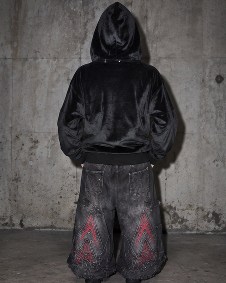 some zip corset short hoodie A374