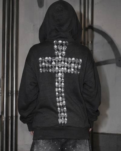 Skull Cross Zip Hoodie A670