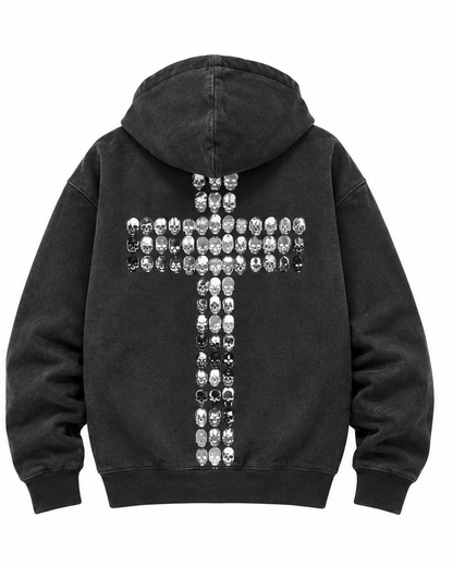 Skull Cross Zip Hoodie A670
