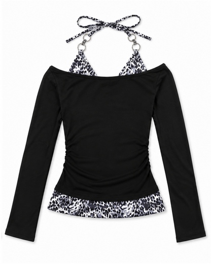 Leopard Trim Top A719　
