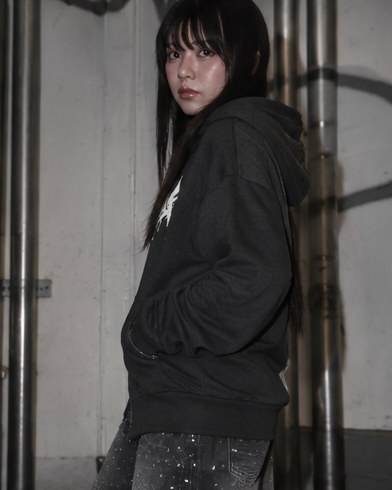 Skull Cross Zip Hoodie A670