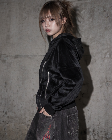 some zip corset short hoodie A374