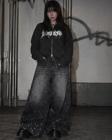 Skull Cross Zip Hoodie A670