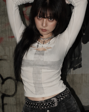 Studded Cross Top  A706