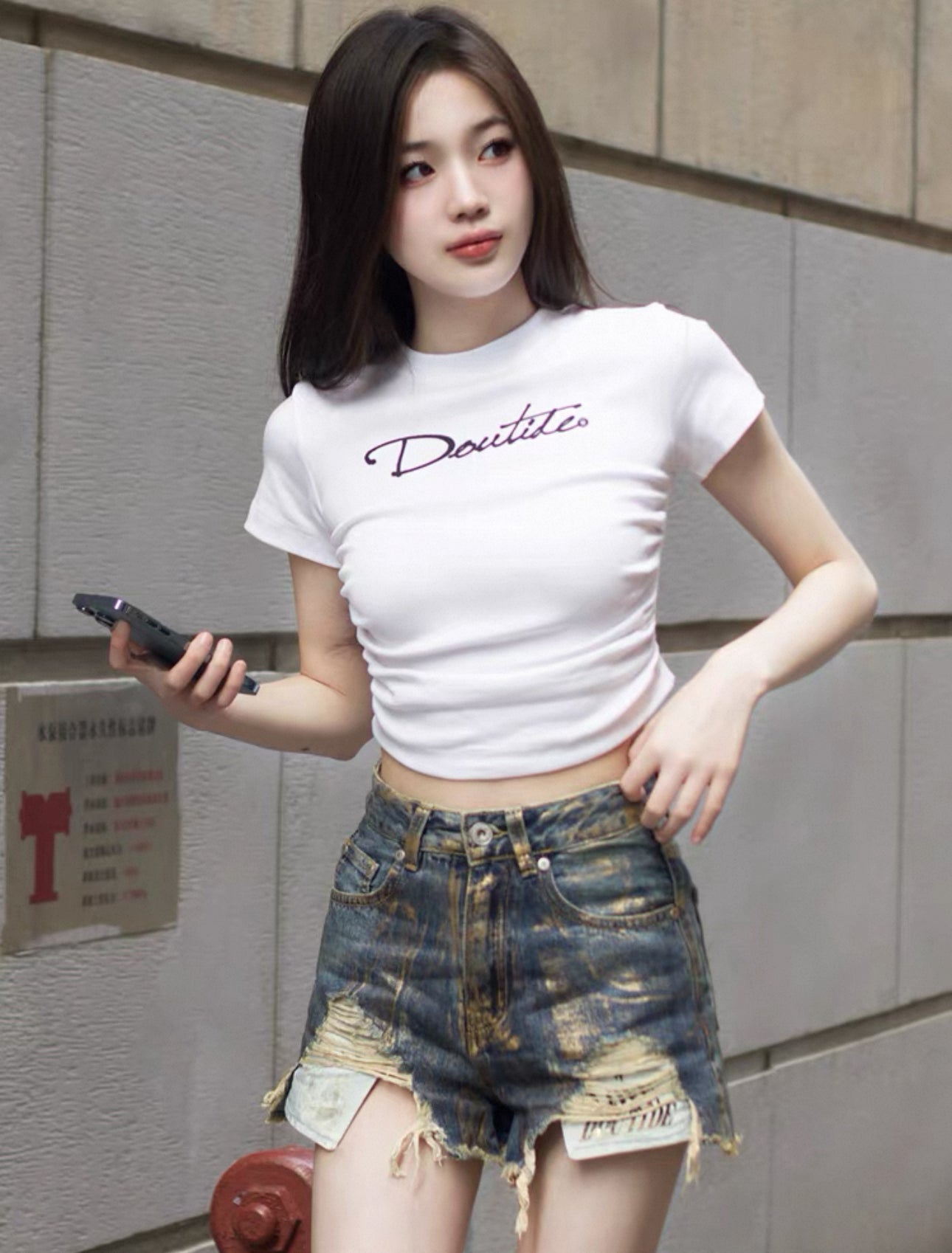 clash short denim A35