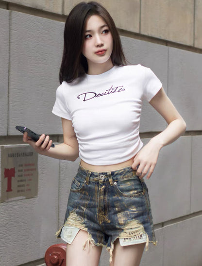 clash short denim A35