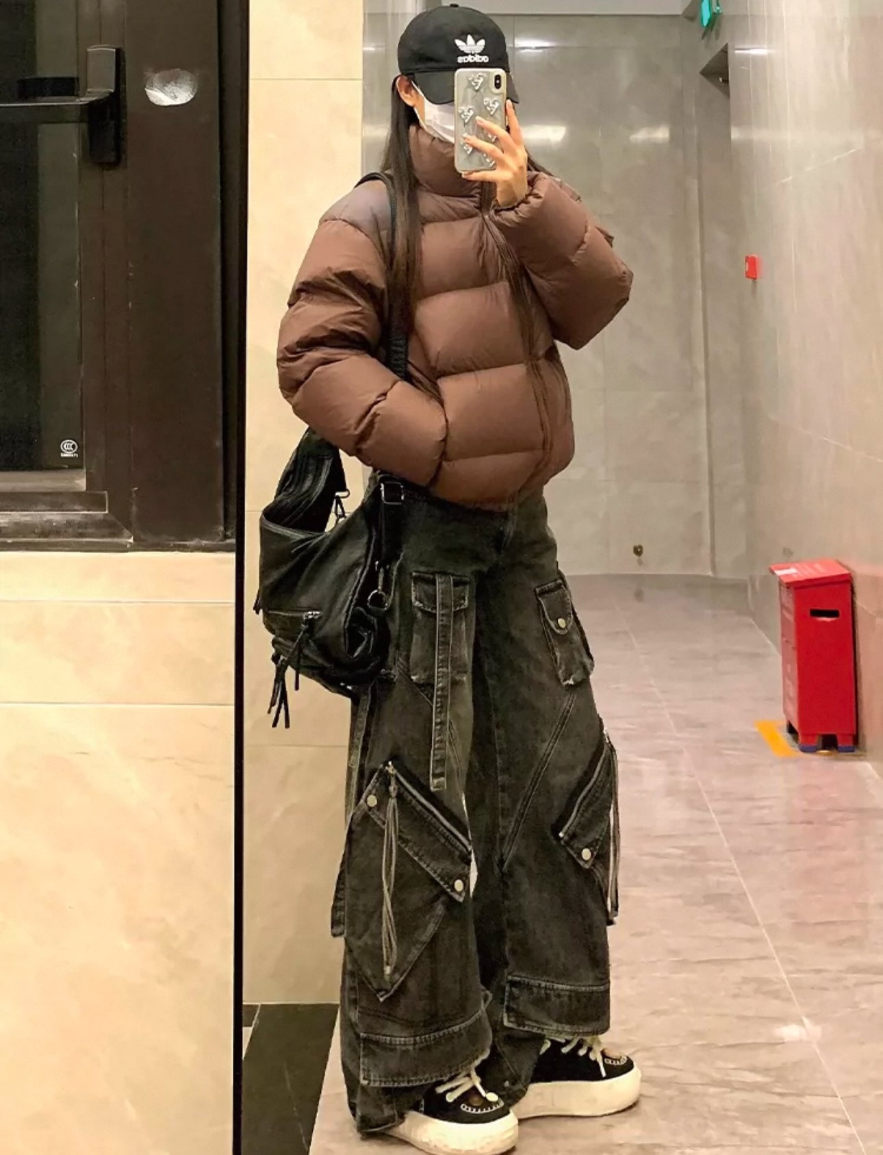 zip pocket straight denim A133