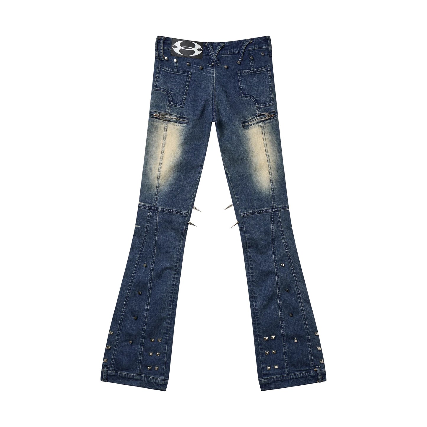 COZY WORLDWIDE Low Waist Spike-Studded Retro Skinny Jeans